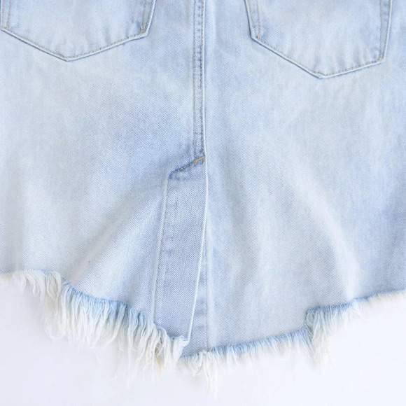 One Teaspoon Light Wash Distressed High Waist Long Rise Fitted Mini Denim 24 - Picture 11 of 12